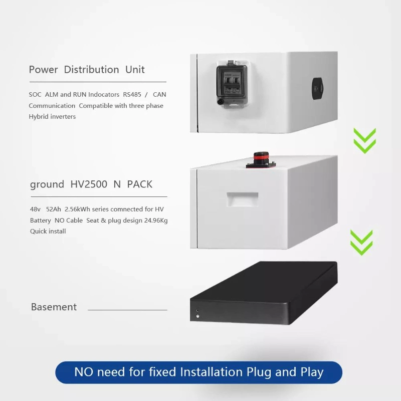 Stackable LiFePO4 Battery 2.5kwh-20kwh (48V-384V 52Ah) Stacked LFP Lithium High Voltage Solar Energy Storage System Battery