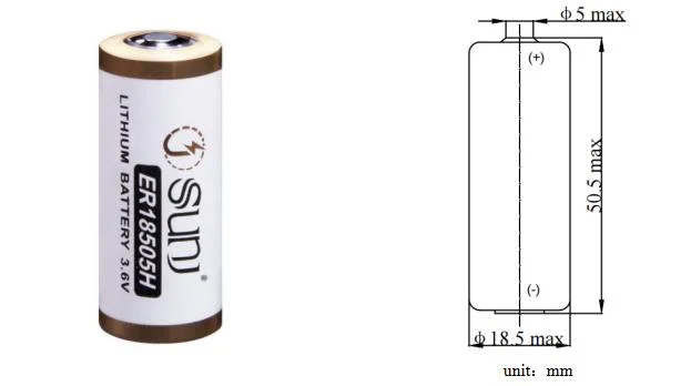 Er18505 Cylindrical Used for Consumer Electronics Non Rechargeable High Capacity 3.6V 4000mAh Lithium Battery Sunj