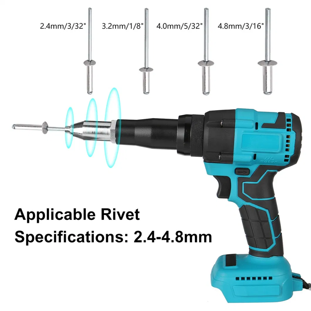 20V Electric Rivet Gun Riveting Tool Electrical Blind Riveter Power Tool with Plastic Package